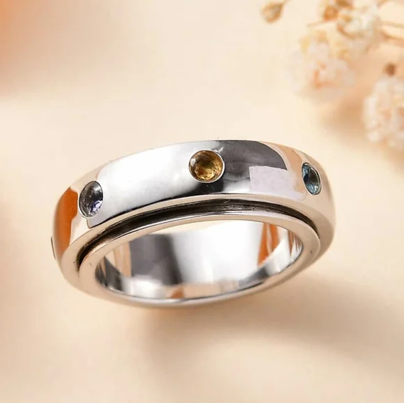 Chakra  Gemstone/ Anxiety Spinner Ring - Picture 4 of 10